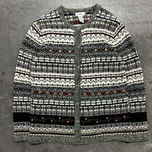Northern Reflections Vintage Fair Isle Floral Knit Cardigan Sweater